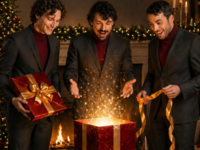 Plakat für das Weihnachtskonzert der Impulso Tenors Val Mihelčič, Germán Gholami und Laszlo Maleczky